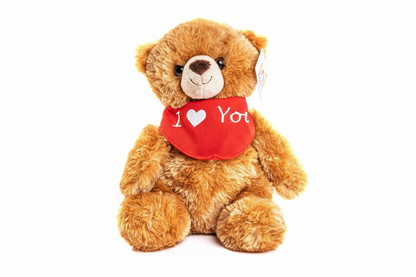 Teddy Bear Plush (brown) with I Love You scarf