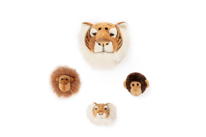 Mini Wall Decoration Plush Animal Heads: Jungle Set