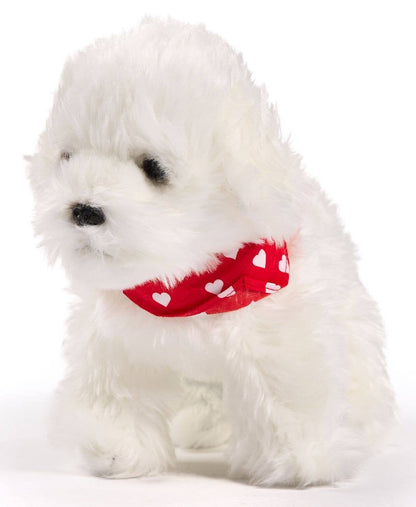 Standing Maltese Bichon Plush - With bandana