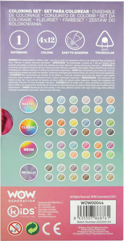 Set of 48 colored pencils and notebook