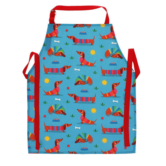 Washable Cotton Kids Apron - Sunny Dachshund