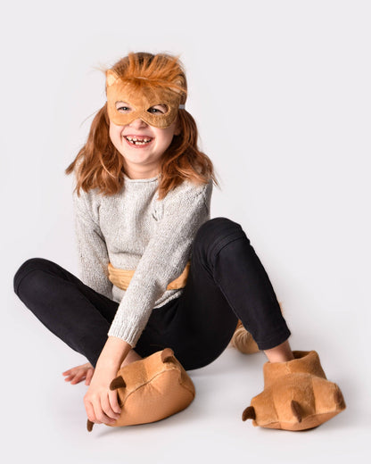 Lion slippers EU sizes 30-34 with mask and tail