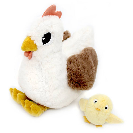 LES PTIPOTOS - PLÜSCHTIER HENNE MAMA & BABY 32CM WEISS