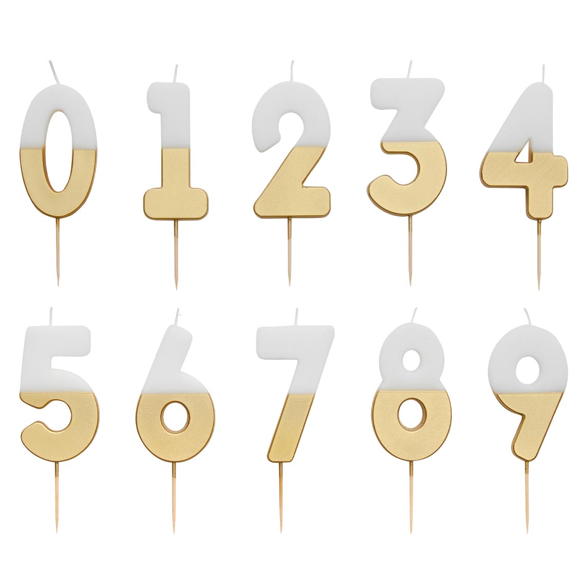 White & Gold Birthday Number Candle - 0