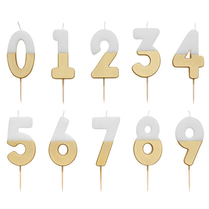 White & Gold Birthday Number Candle - 4