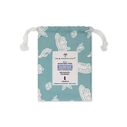 Microfiber Beach Towel - Green - Surf Dogs - 135 x 65 cm