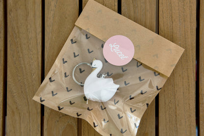 Swan Lady White Keychain