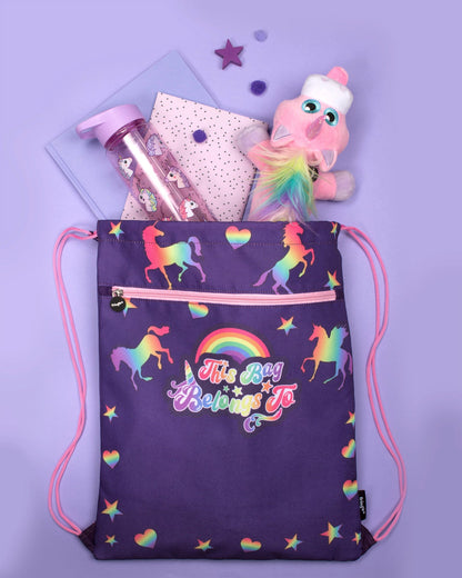 Sac à cordon – violet licornes