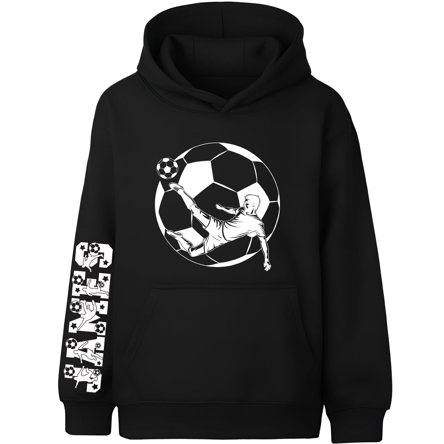 Fringoo football Sweat à capuche noir garçon Cotton Rich Soft Hooded Sweatshirt- football Sleeve noir