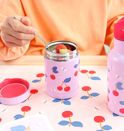 Pot alimentaire isotherme en inox - Cerises – vue 5 – A Little Lovely Company