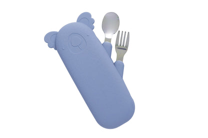 Zoe the Koala Besteckset mit Silikonhülle Fog Blue