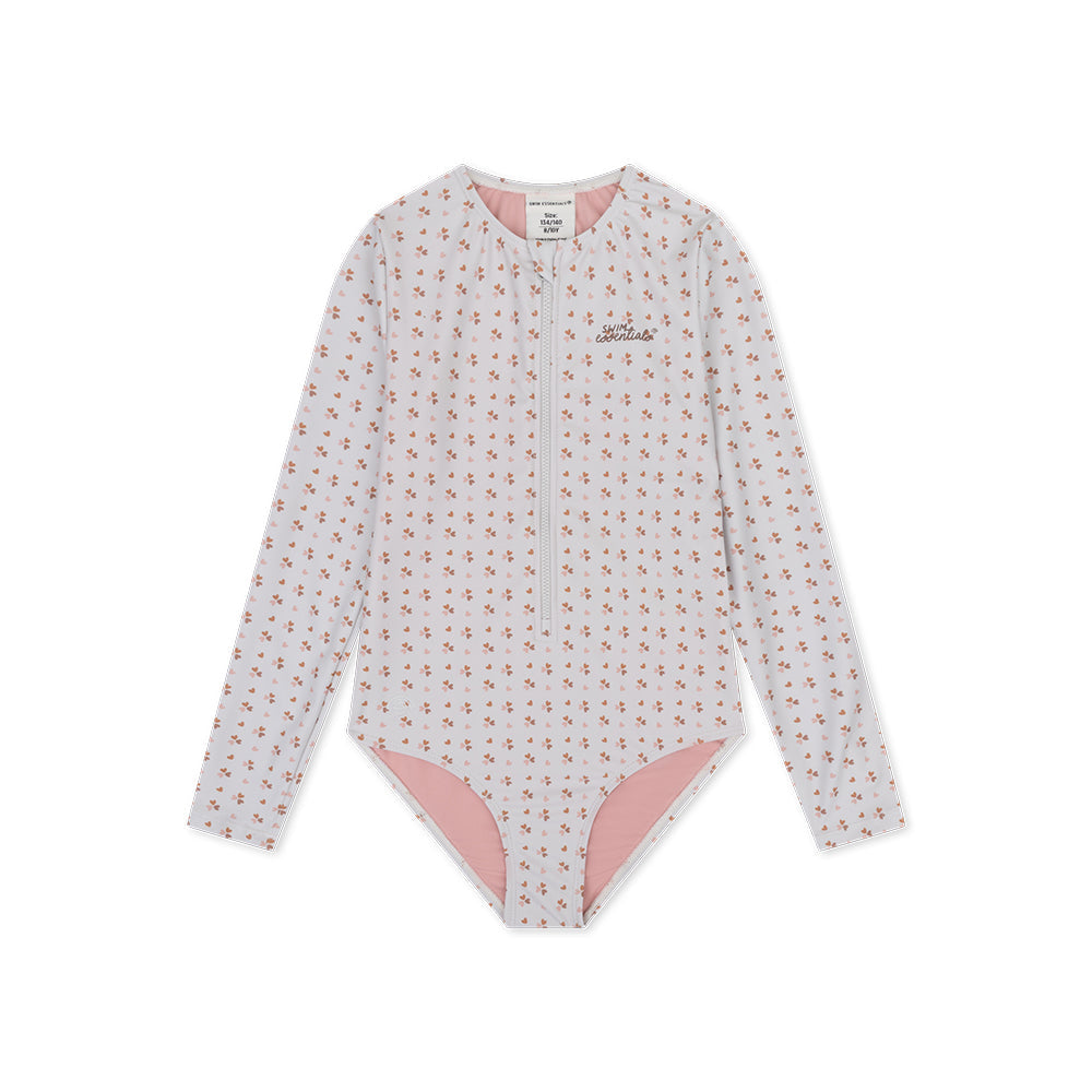 UV Swimsuit Girls With Long Sleeves - Old Pink - Cozy Hearts