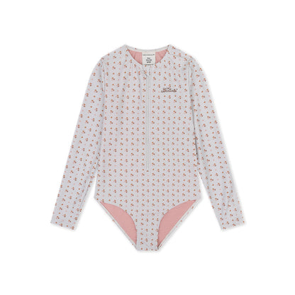 UV Swimsuit Girls With Long Sleeves - Old Pink - Cozy Hearts