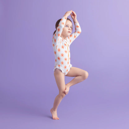 Girls' Long-Sleeve UV Swimsuit - Multicolored - Floral Love