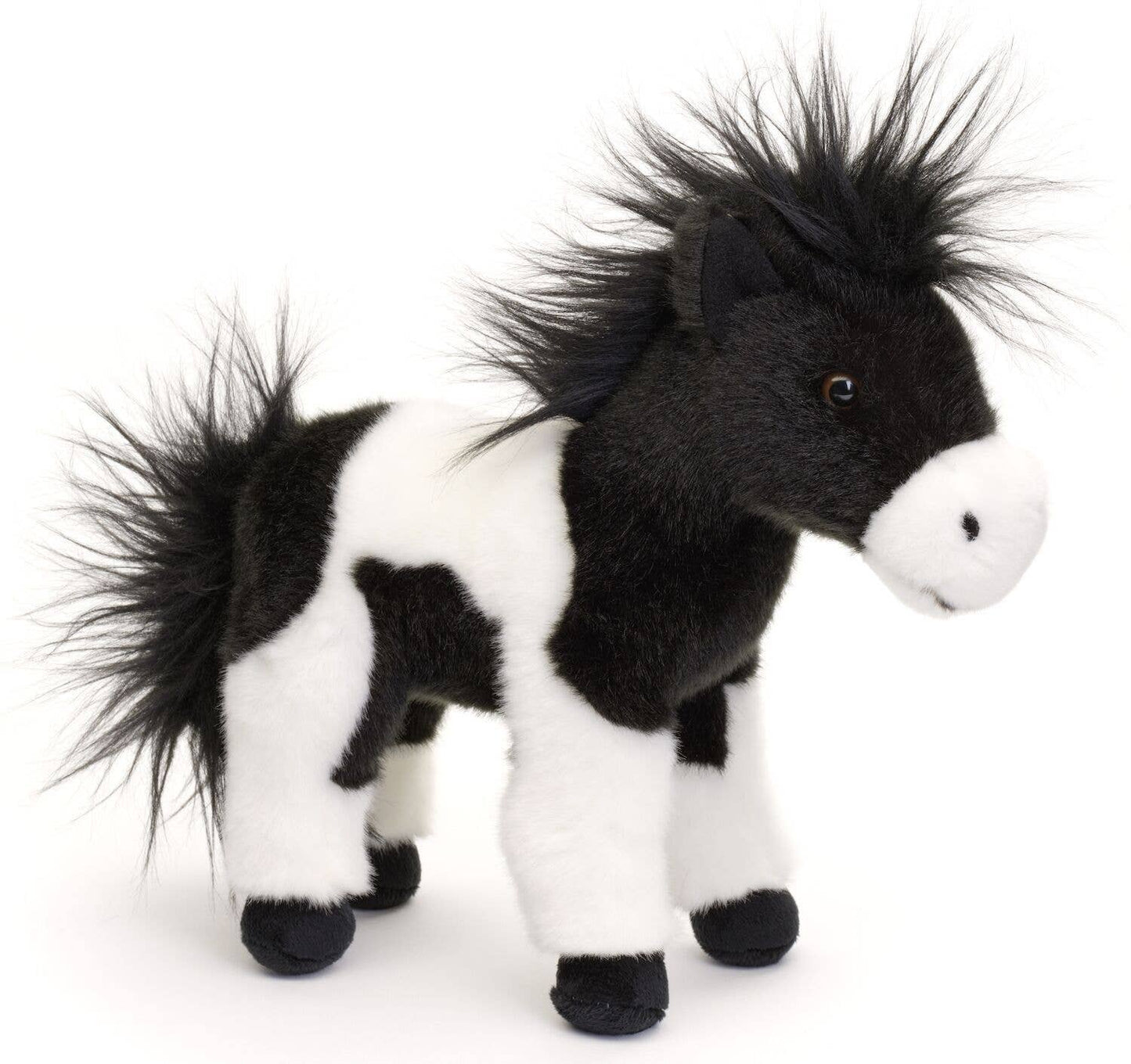 Cheval noir et blanc, debout - peluche Uni Toys