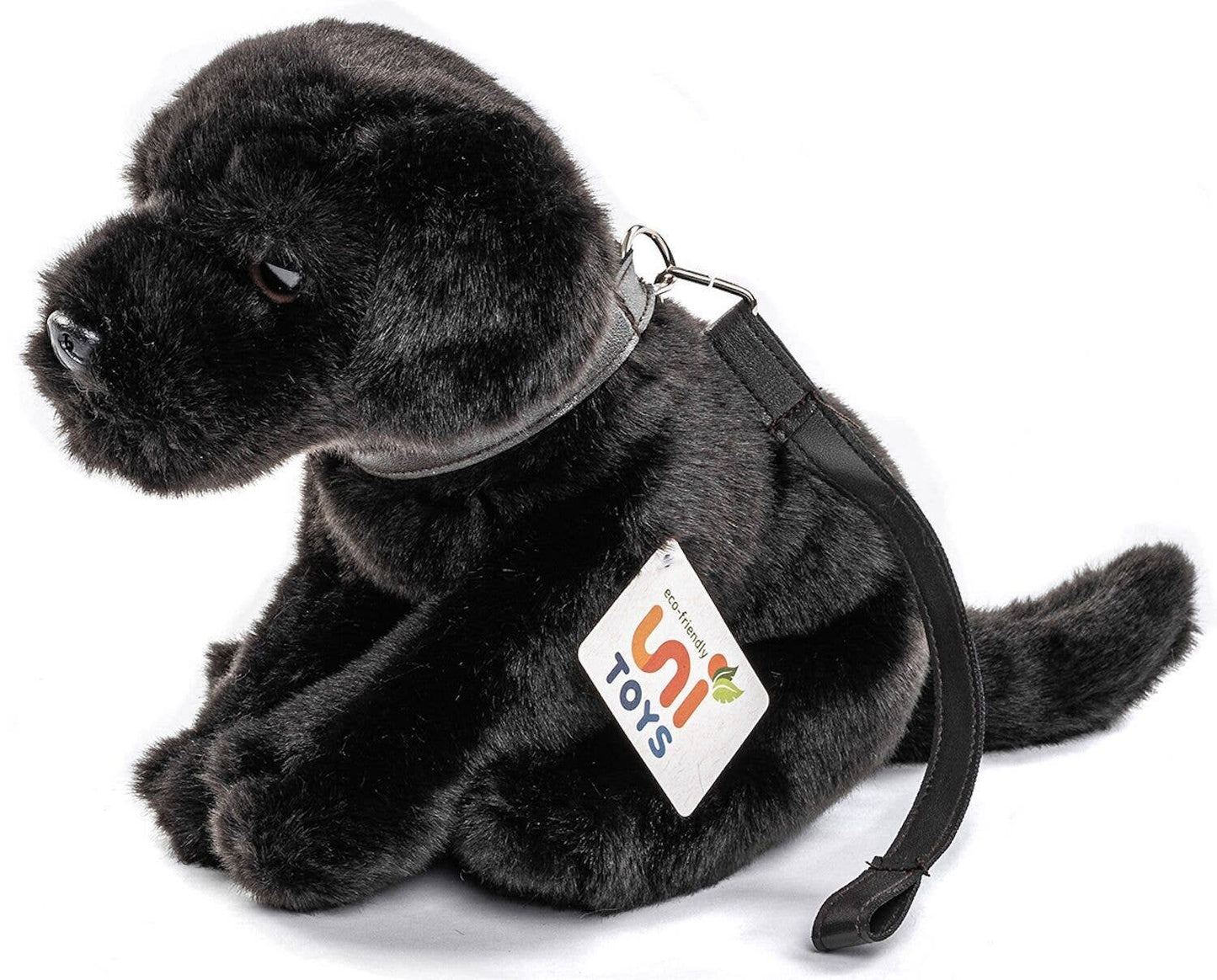 Plush Labrador puppy (black), with leash