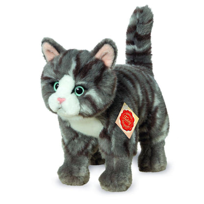 Stehendes graues Tabby-Katzen-Plüschtier