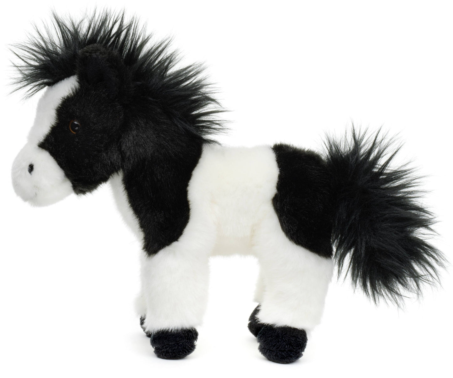 Peluche cheval noir et blanc debout Uni Toys