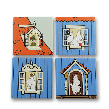 Lot de 4 sous-verres céramique Moomin - maison