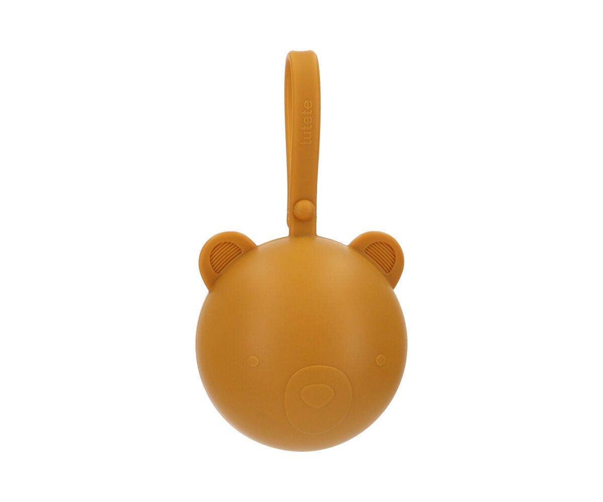 Mustard bear silicone pacifier clip