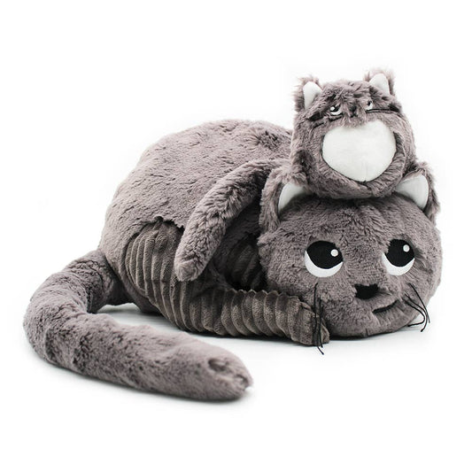 LES PTIPOTOS - PLÜSCHTIER KATZE MAMA & BABY GRAU 32CM