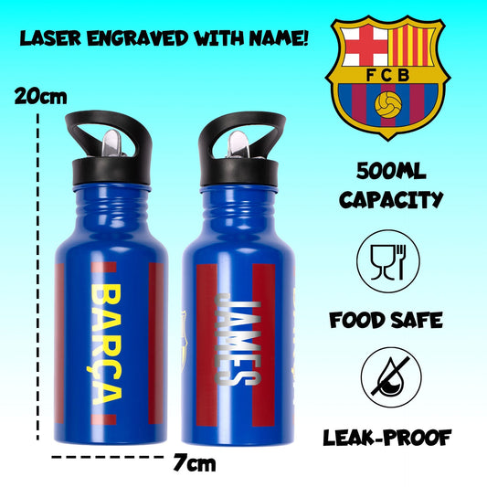 Gourde en acier inoxydable avec paille – Barcelona FC Metal 500ml
