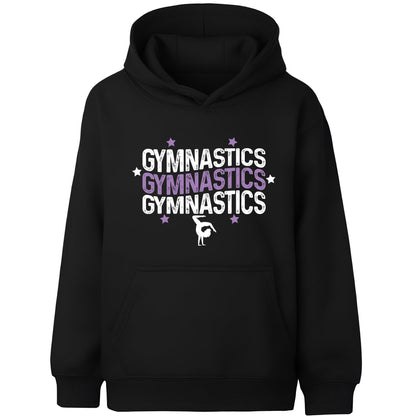 Fringoo Gymnastic Sweat à capuche for enfant Cotton Rich Soft Hooded Sweatshirt- Gymnasticx3- noir