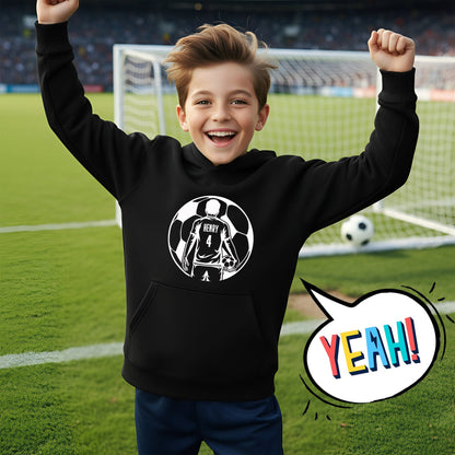 Sweat à capuche football – Fringoo football noir for Boys Cotton Rich Soft Hooded – football Ball noir