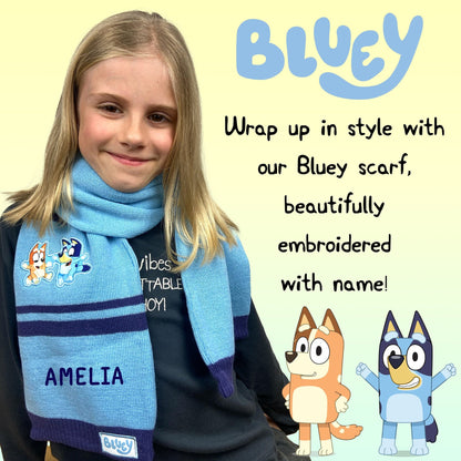 Bluey Children's Scarf Winter Woolly Scarf Soft and Warm Embroidered Name