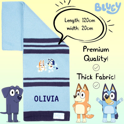 Bluey Children's Scarf Winter Woolly Scarf Soft and Warm Embroidered Name