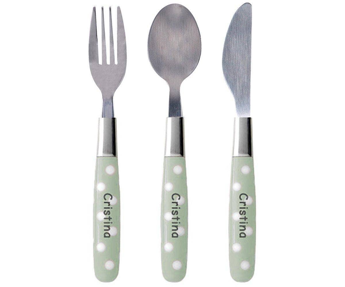 Sage Polka Dot Cutlery Set
