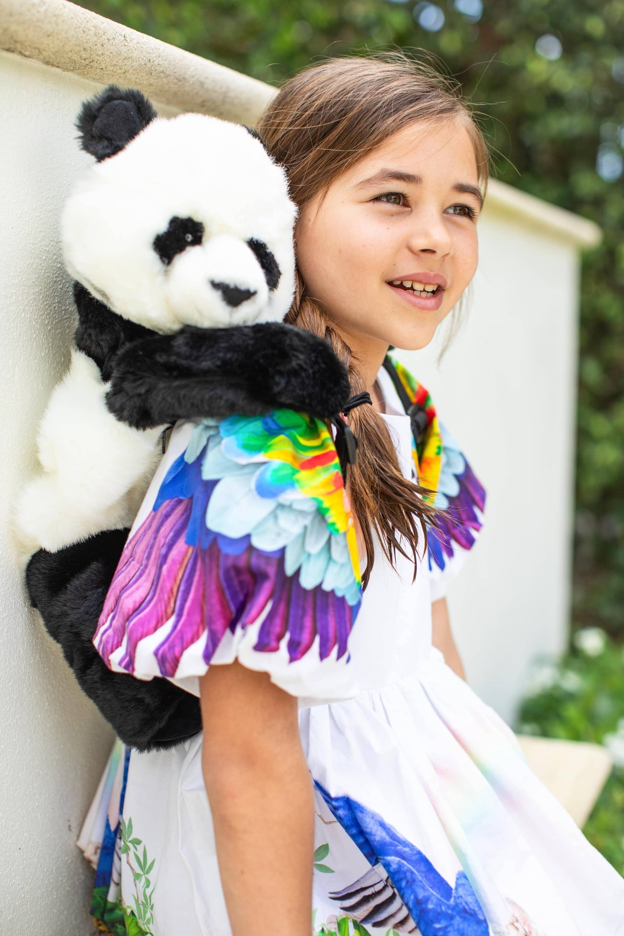 Panda plush backpack for children