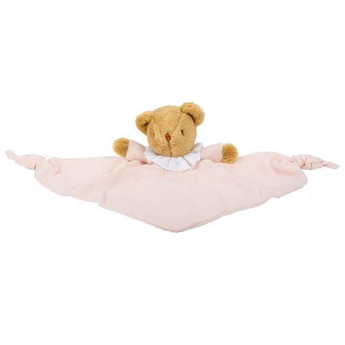 Triangle Bear Comforter with Rattle - Organic Cotton Powder Pink