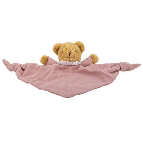 Teddy Bear Comforter with Rattle - Organic Cotton Old Rose