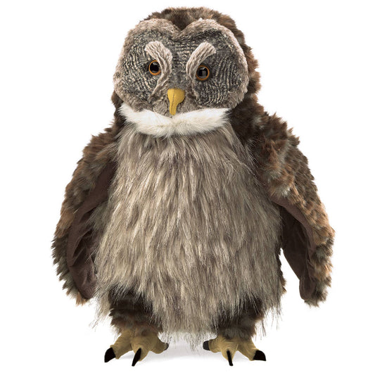 Marionnette à main Hibou avec « effet Huhu » 3135/ Hooting Owl Folkmanis réaliste