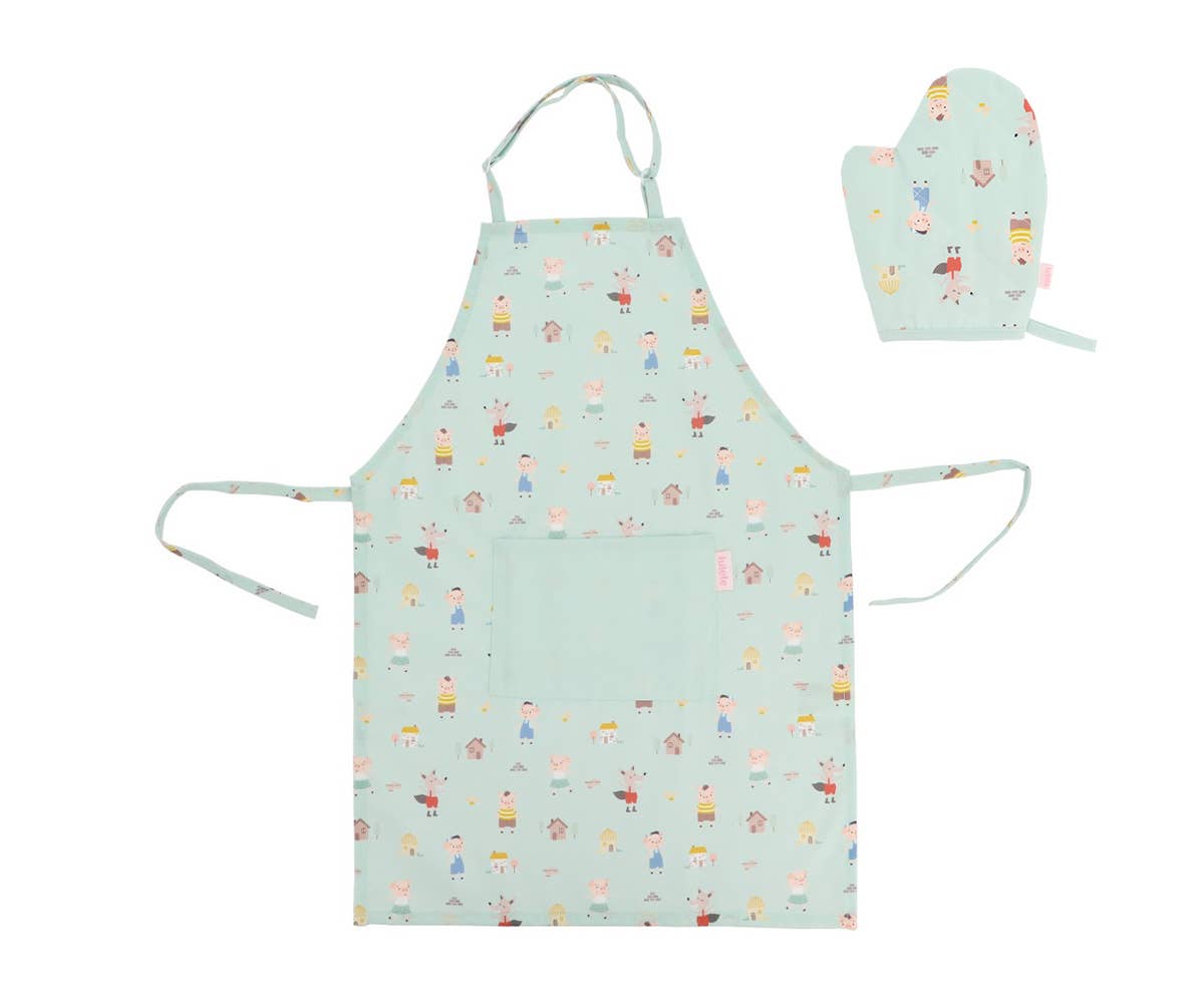 Three Little Pigs apron and pot holder set