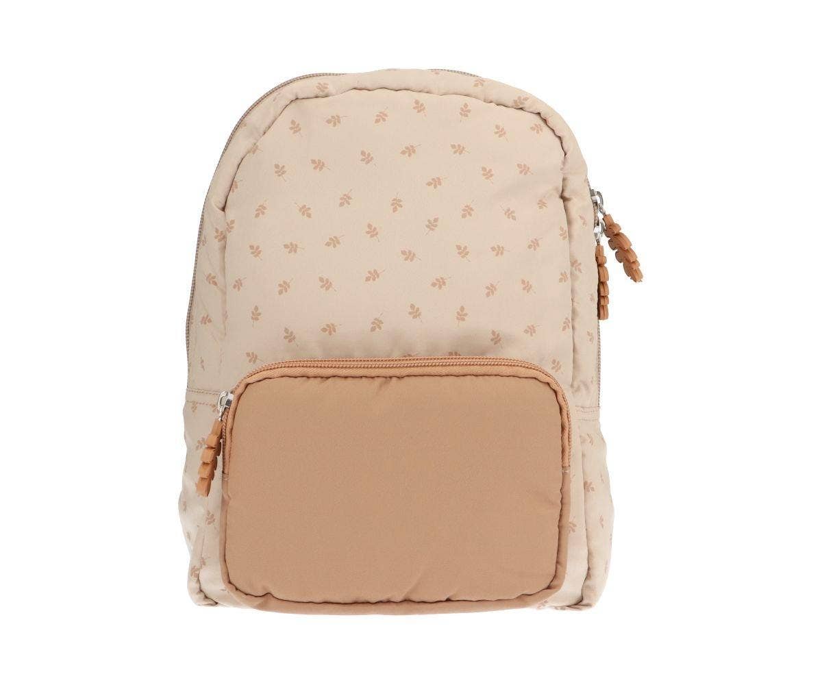 Children's Padded Backpack with Leaves Design - Sand Color