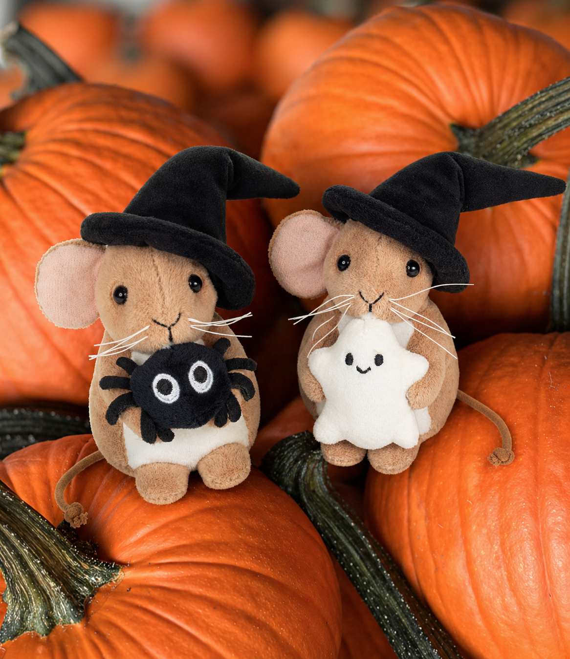 Peluche Souris d’Halloween avec Fantôme – 11 cm