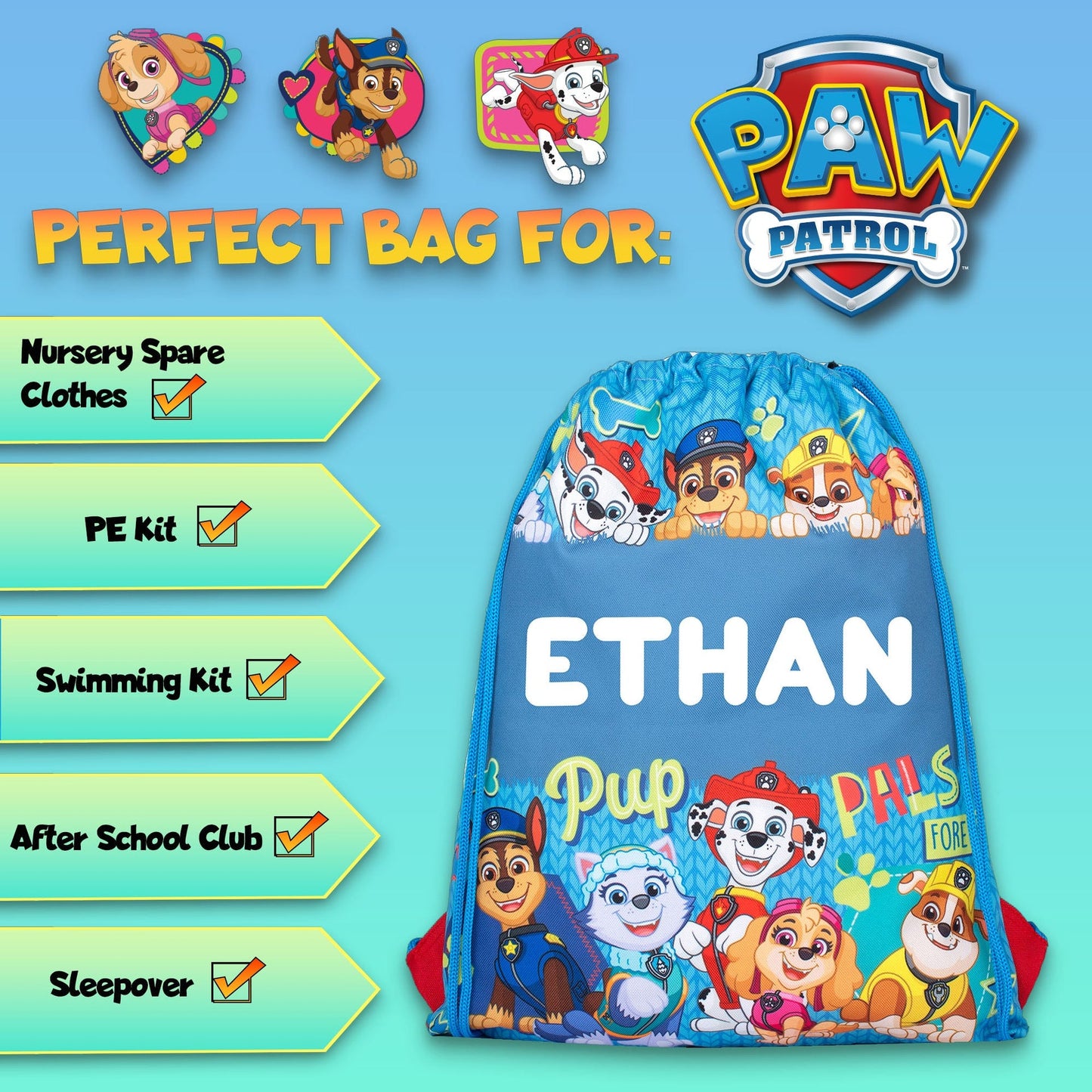 Pat’ Patrouille Sac à cordon for enfant