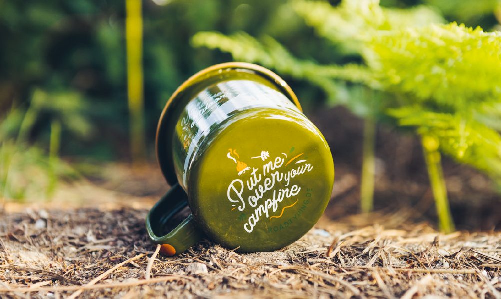 “You Find Me Outdoors” Enamel Mug