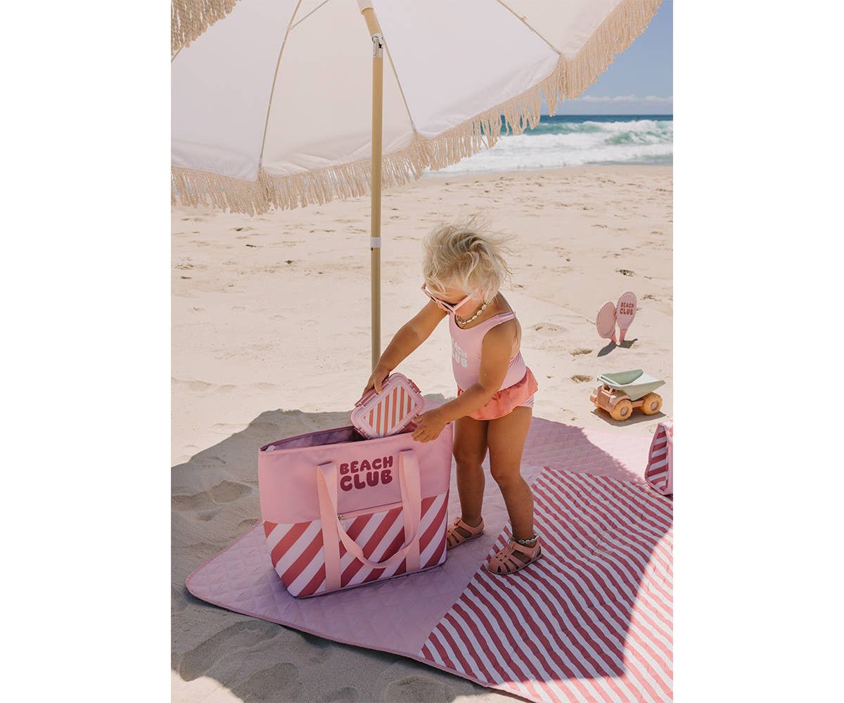 Bloom & Blush Striped Insulated Tote Bag