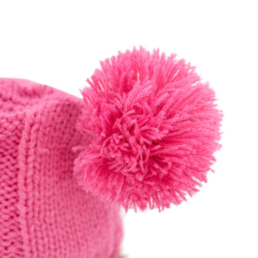 Fluffy hedgehog plush toy with double pom-pom hat, 15 cm
