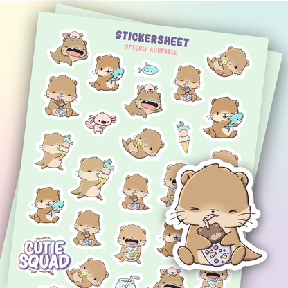Planches d'autocollants Loutre Adorable