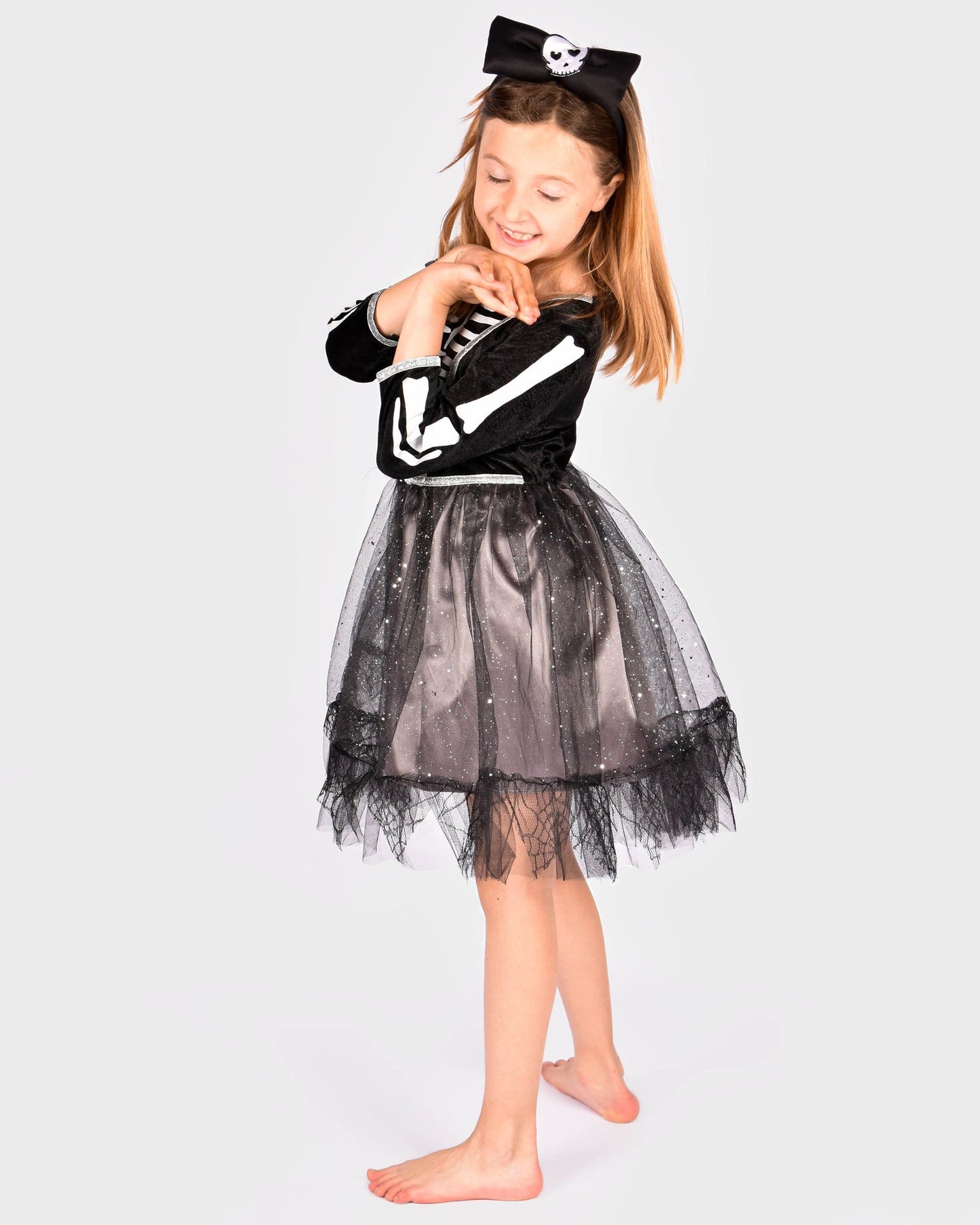 Robe Squelette avec Serre-tête 110-116 cm 4-6 Ans