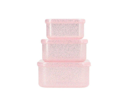 3 Pink Sparkly Sequin Lunch Boxes
