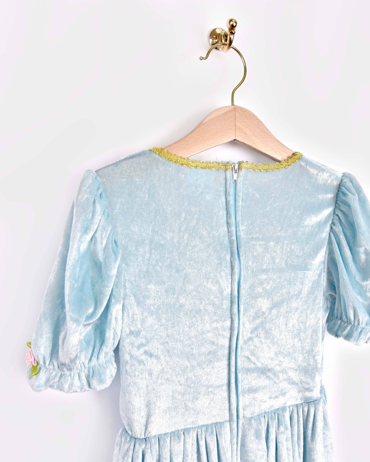 Robe de princesse en velours bleu clair 110-116 cm 4-6 ans