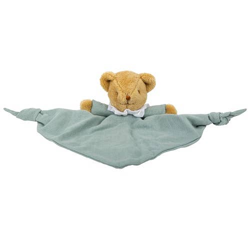 Triangle Bear Comforter with Rattle - Celadon Organic Cotton