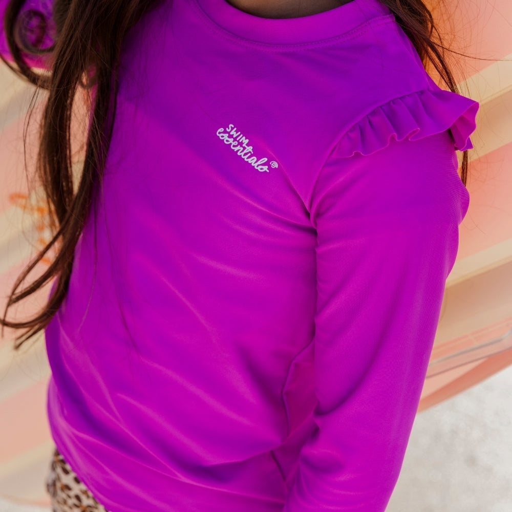 UV Swimming T-Shirt Long Sleeves - Purple - Wild Fuchsia