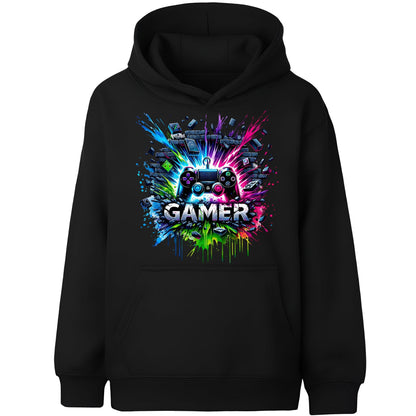 Fringoo gamer Sweat à capuche garçon Cotton Rich Soft Hooded Sweatshirt- gamer Splash noir