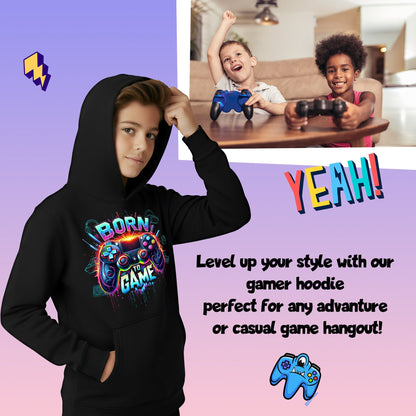 Fringoo gamer Sweat à capuche garçon Cotton Rich Soft Hooded Sweatshirt- Born to Game noir